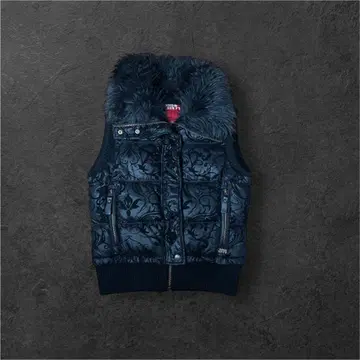 MISS SIXTY 퍼 포함 아라베스크 패턴 다운 베스트