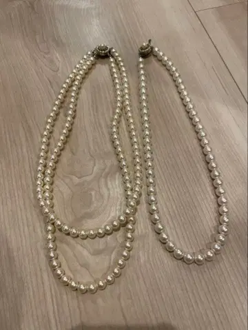 화이트 펄 2연과 1연 목걸이 세트