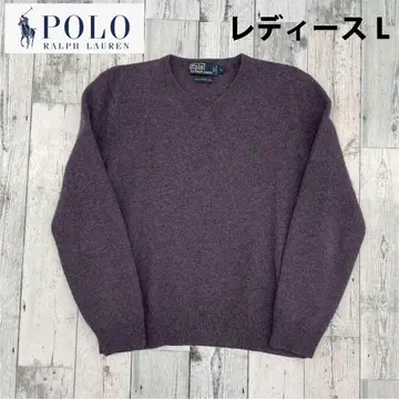 폴로 랄프로렌 울 V넥 스웨터 여성용 L 숏 기장