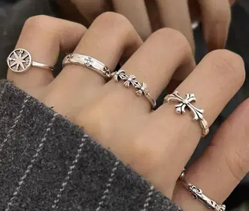 silver925 CH 크로스 반지 5종 세트