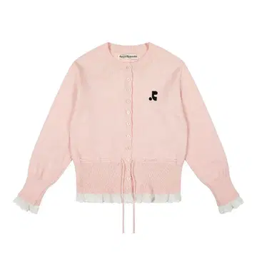 Rest&recreation 음표 자수 프릴이 달린 핑크 가디건