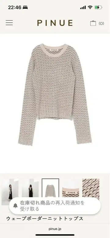 PINUE 웨이브 보더 니트탑 아이보리