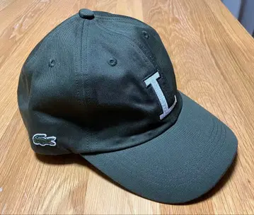 LACOSTE 올리브 그린 L 자수 야구 모자