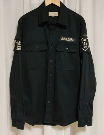 [ 새상품급 ] AVIREX 패티그 셔츠 긴팔 블랙 밀리터리 XL