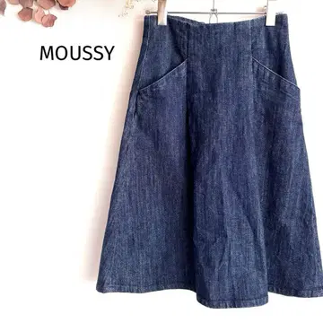 마우지 데님 스커트 A라인 인디고 포켓 미실루엣 봄/여름/가을/겨울