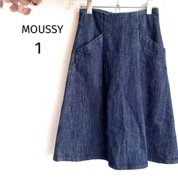 마우지 데님 스커트 A라인 인디고 포켓 미실루엣 봄/여름/가을/겨울