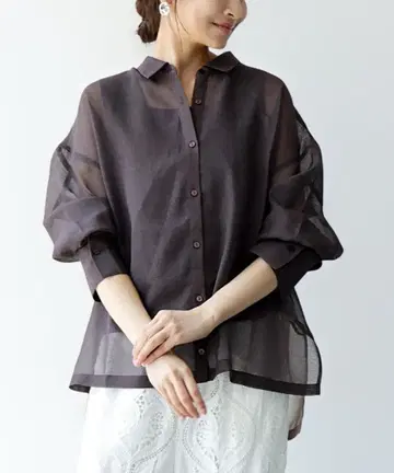 Jines 시스루 다크 브라운 셔츠