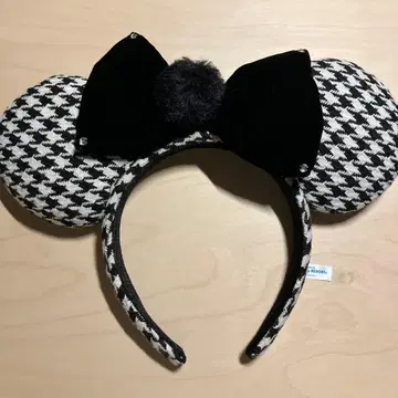 미니 하운드투스 체크 머리띠 화이트 블랙