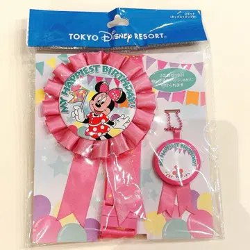 디즈니랜드 벌스데이 로제트 넥스트랩 포함 미니 마우스 핑크