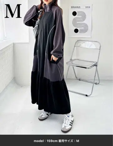 [시착만 한 상품] FIRSTMOOD 콜라보 하프 지퍼 배색 원피스