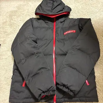 PRODUCT 후드 부착 블랙 다운 자켓