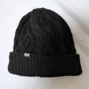 헬리한센 알파카 혼방 케이블 비니 니트 모자 블랙