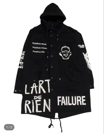 A'gem 9 코튼 롱 모즈 코트 블랙