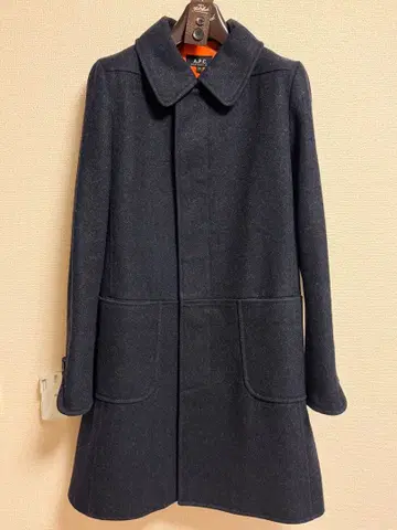 울 코트 네이비 오렌지 안감