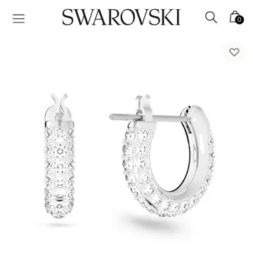 미사용 새상품 스와로브스키 후프 귀걸이 소 파베 실버