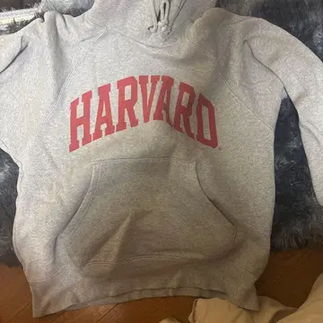 HARVARD 그레이 후드 부착 후드티 M