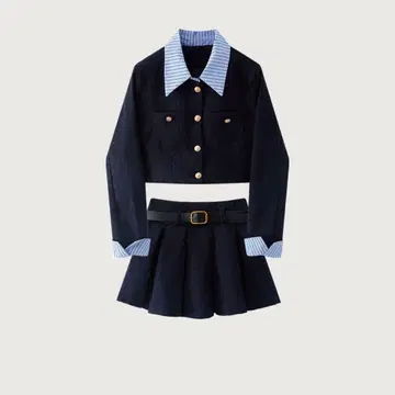 패치워크 네이비 자켓 셋업