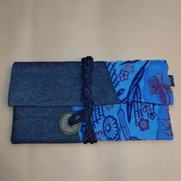 [ 류큐 패턴 지갑 ] 데님과 꽃무늬의 일본 정통의상 소품