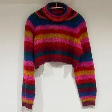 UNIF 컬러풀 니트 스웨터 크롭 기장