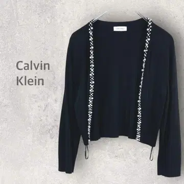 [캘빈 클라인] 니트 가디건 펄 비쥬 장식 심플 겨울 의류