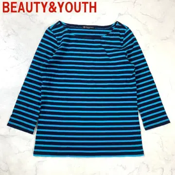 A582 뷰티앤유스 7부 소매 티셔츠 면 보더 파랑 네이비 M 상당