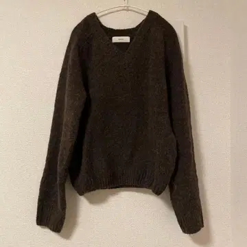 [ OHOTORO ] flake V knit 브라운