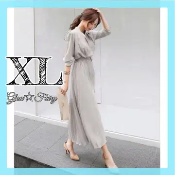 [ 주말 세일 ] 롱 원피스 여성용 긴팔 깔끔한 하이웨스트