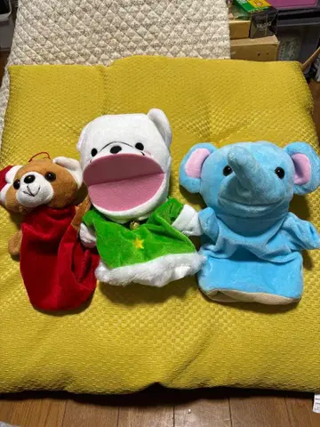 동물 퍼펫 3종 세트 코끼리, 돼지, 곰돌이 크리스마스 파티