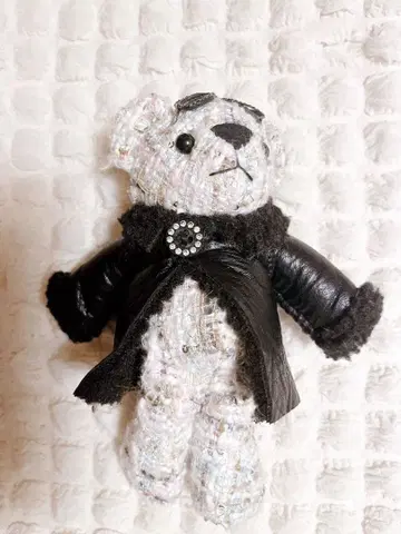 트위드 가죽 곰 키링