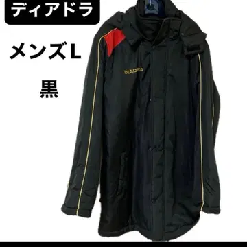 디아도라 남성용 L 블랙 충전솜 벤치 코트 DIADORA