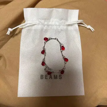BEAMS 레드 비즈 팔찌