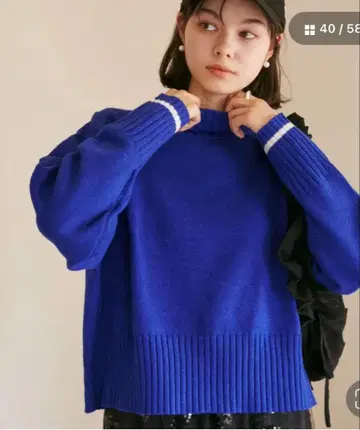 [ 미사용 새상품 ] 하이넥 래글런 니트 풀오버