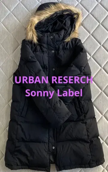 어반 리서치 서니 라벨 스트레치 타프타 롱 다운 코트 블랙