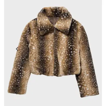 사슴 패턴 퍼 크롭 자켓 M