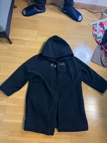 블랙 플리스 더플 코트