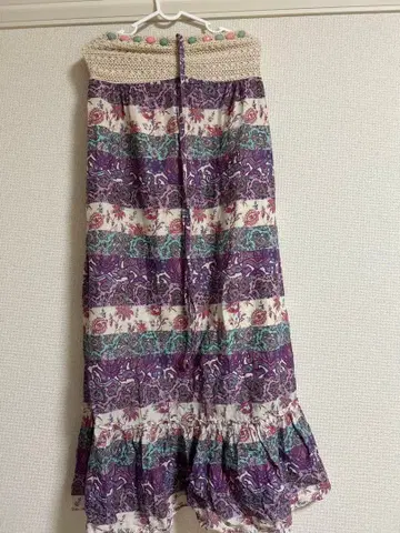 슬리브리스 롱 원피스 보라색과 그린