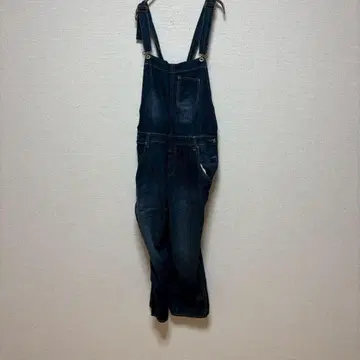 데님 살로펫 오버롤 팬츠 네이비 심플