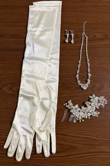 브라이덜 새틴 롱그로브 액세서리 세트