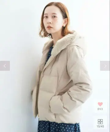 [ SALE ] le.coeur blanc 후드 부착 다운 자켓 베이지