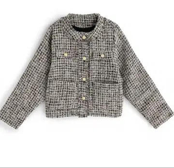 미사용 새상품_ 트위드 노카라 자켓_블랙