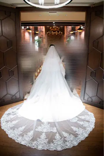 웨딩 자수 롱 베일 3m