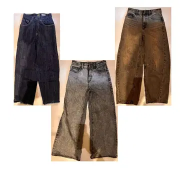 배럴 레그 진 와이드 데님 3개 세트