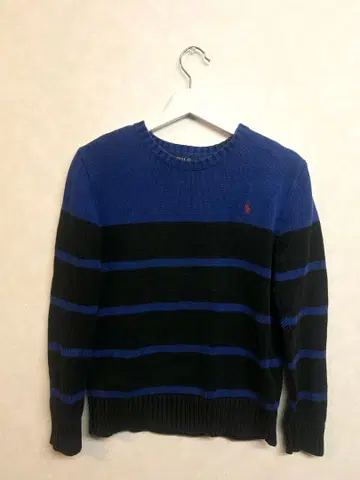 폴로 랄프 로렌 스트라이프 니트 스웨터 파랑