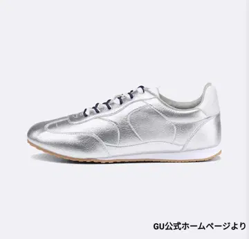 [ GU ] 더블 슈레이스 플랫 스니커즈 ( 실버 ) XL
