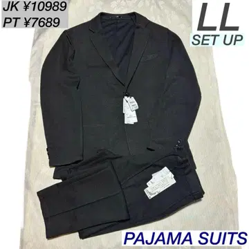 아오키 비슈 울 블렌드 파자마 수트 차콜 와플 저리 상하의 LL
