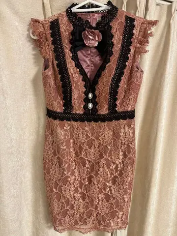ROBE de FLEURS 핑크 레이스 드레스 M 새상품급 캬바쿠라