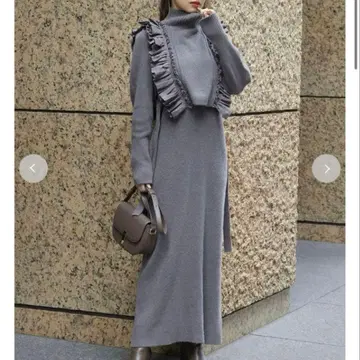 SNIDEL 프릴 베스트 레이어드 니트 원피스