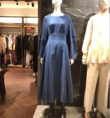 MOUSSY 다크 블루 롱 슬리브 원피스