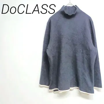 DoCLASS 블랙 하이넥 니트 L 밑단 화이트 라인 캐주얼