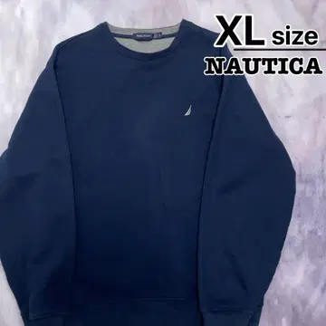 NAUTICA 맨투맨 XL 네이비 원포인트 로고 무지 속기모 구제 의류